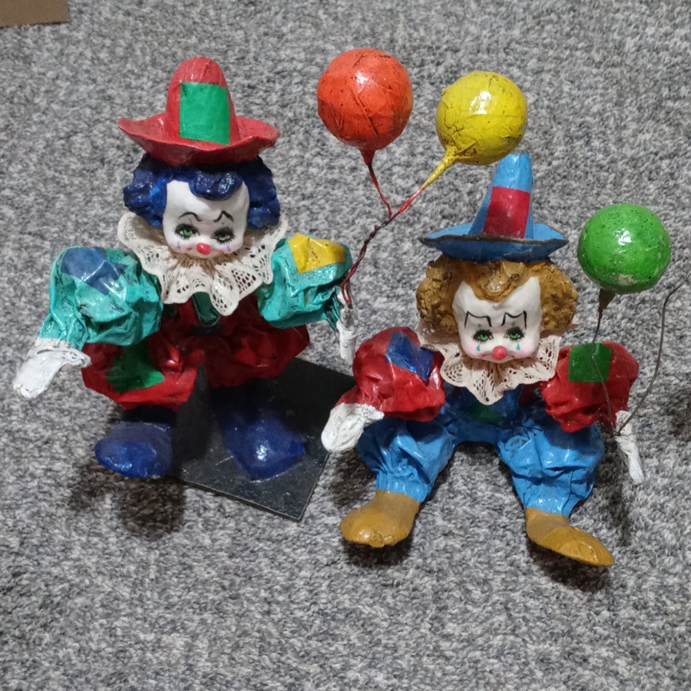 Clowns Vintage paper machete handmade clowns